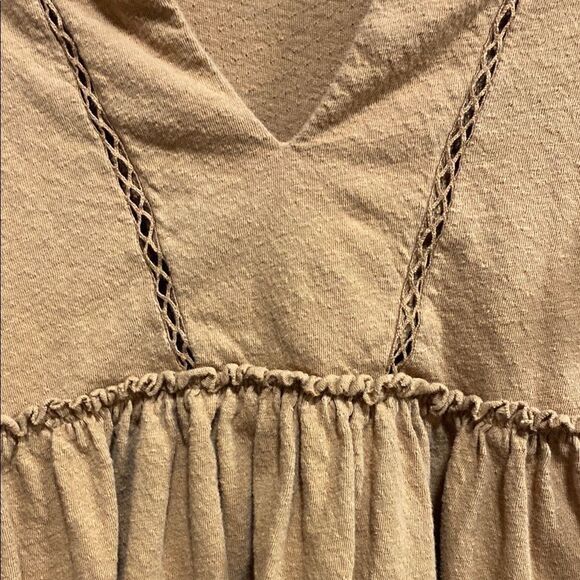 Anthropologie Golden Camel Linen Blend Ruffle Sleeve Babydoll Top | Size XS - Picture 7 of 12